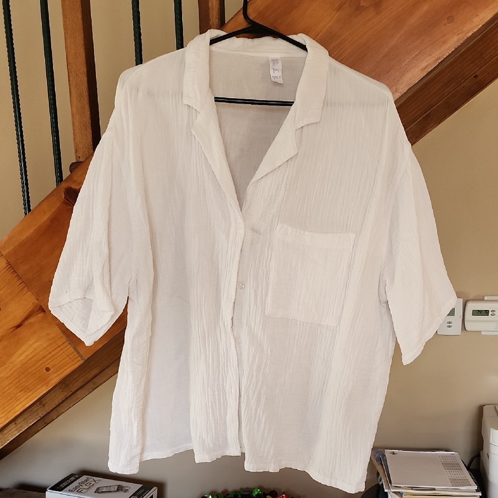 Stars Above White Button-Up Shirt